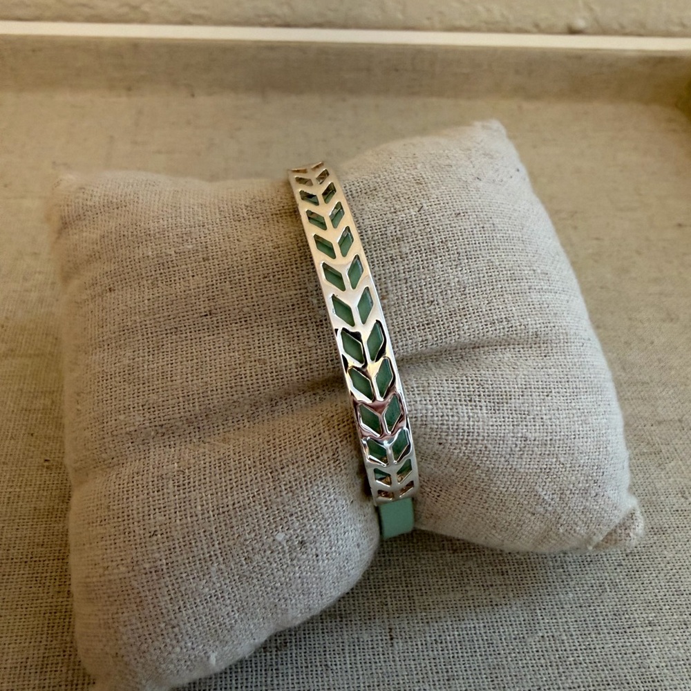 Stella & Dot Silver Bracelet with Green Accents